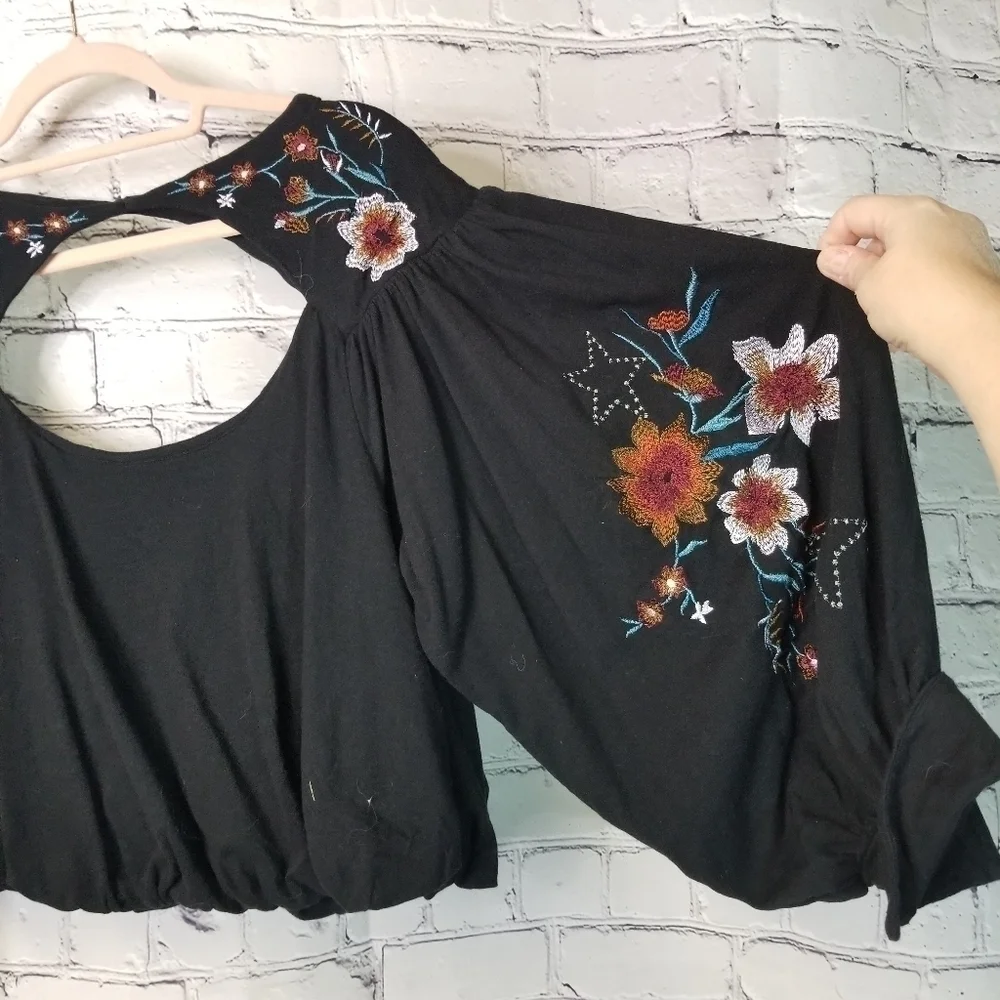 Free People Lita embroidered cutout top